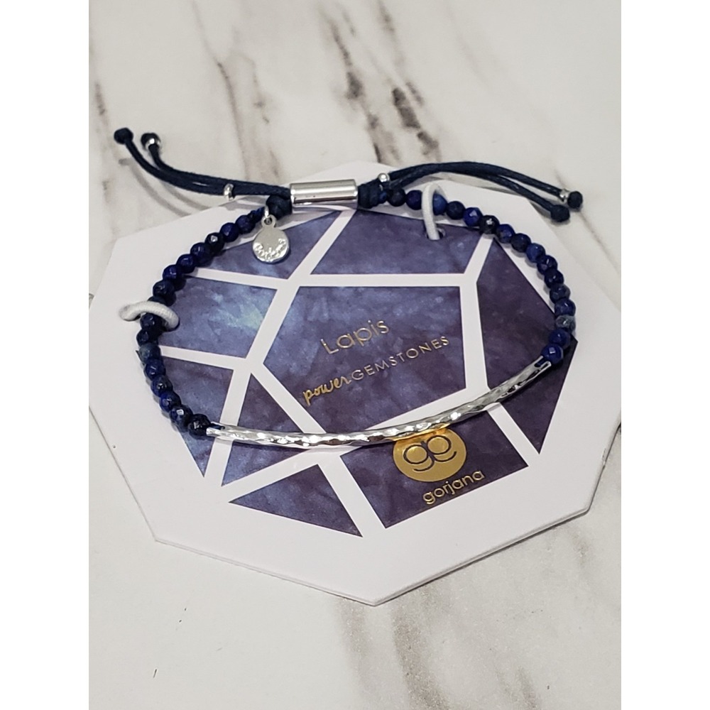 GORJANA Power Gemstone Bracelet ADJUSTABLE STONE LAPIS BLUE SILVER WISDOM